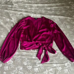 Express Fuchsia Wrap Blouse